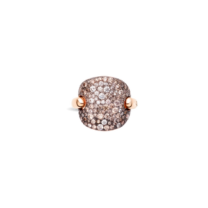 Pomellato 18K Rose Gold Brown and White Diamond 'Sabbia' RIng