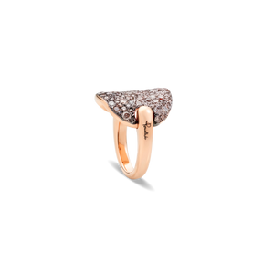 Pomellato 18K Rose Gold Brown and White Diamond 'Sabbia' RIng