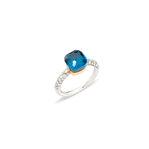 Pomellato 18K White and Rose Gold 'Nudo' Topaz and Turquoise Doublet Ring