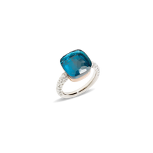 Load image into Gallery viewer, Pomellato 18K White and Rose Gold &#39;Nudo&#39; Blue Topaz Ring with Diamonds
