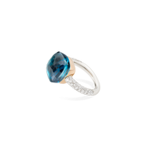 Load image into Gallery viewer, Pomellato 18K White and Rose Gold &#39;Nudo&#39; Blue Topaz Ring with Diamonds
