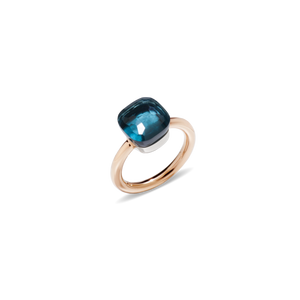 Pomellato 18K Rose and White Gold 'Nudo' Blue Topaz Ring