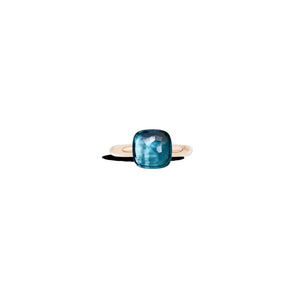 Pomellato 18K Rose and White Gold 'Nudo' Blue Topaz Ring