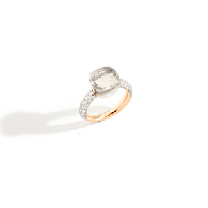 Pomellato 18K White and Rose Gold 'Nudo' White Topaz Ring