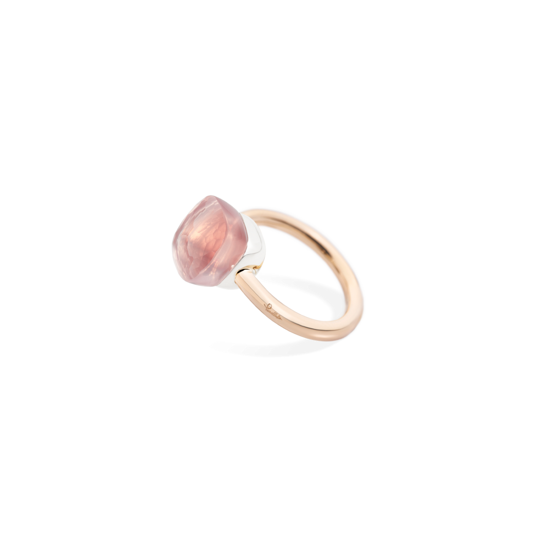 Pomellato 18K Rose and White Gold 'Nudo'  Rose Quartz Ring