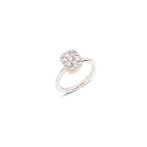 Pomellato 18K White and Rose Gold 'Nudo' Ring with Diamonds