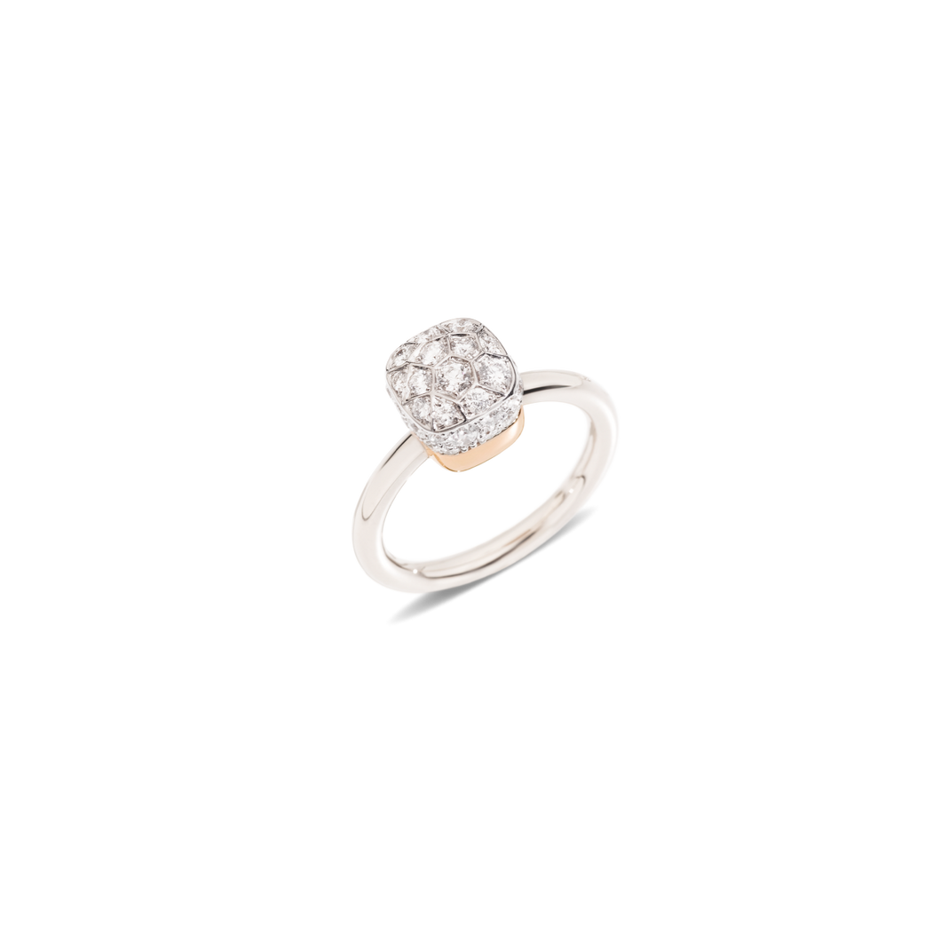 Pomellato 18K White and Rose Gold 'Nudo' Ring with Diamonds