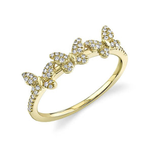 Shy Creation 14K Gold Triple Butterfly Ring