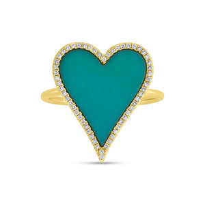 Shy Creation 14K Gold Turquoise Heart Ring