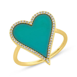 Shy Creation 14K Gold Turquoise Heart Ring