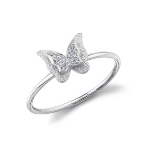 Shy Creation 14K White Gold Butterfly Ring