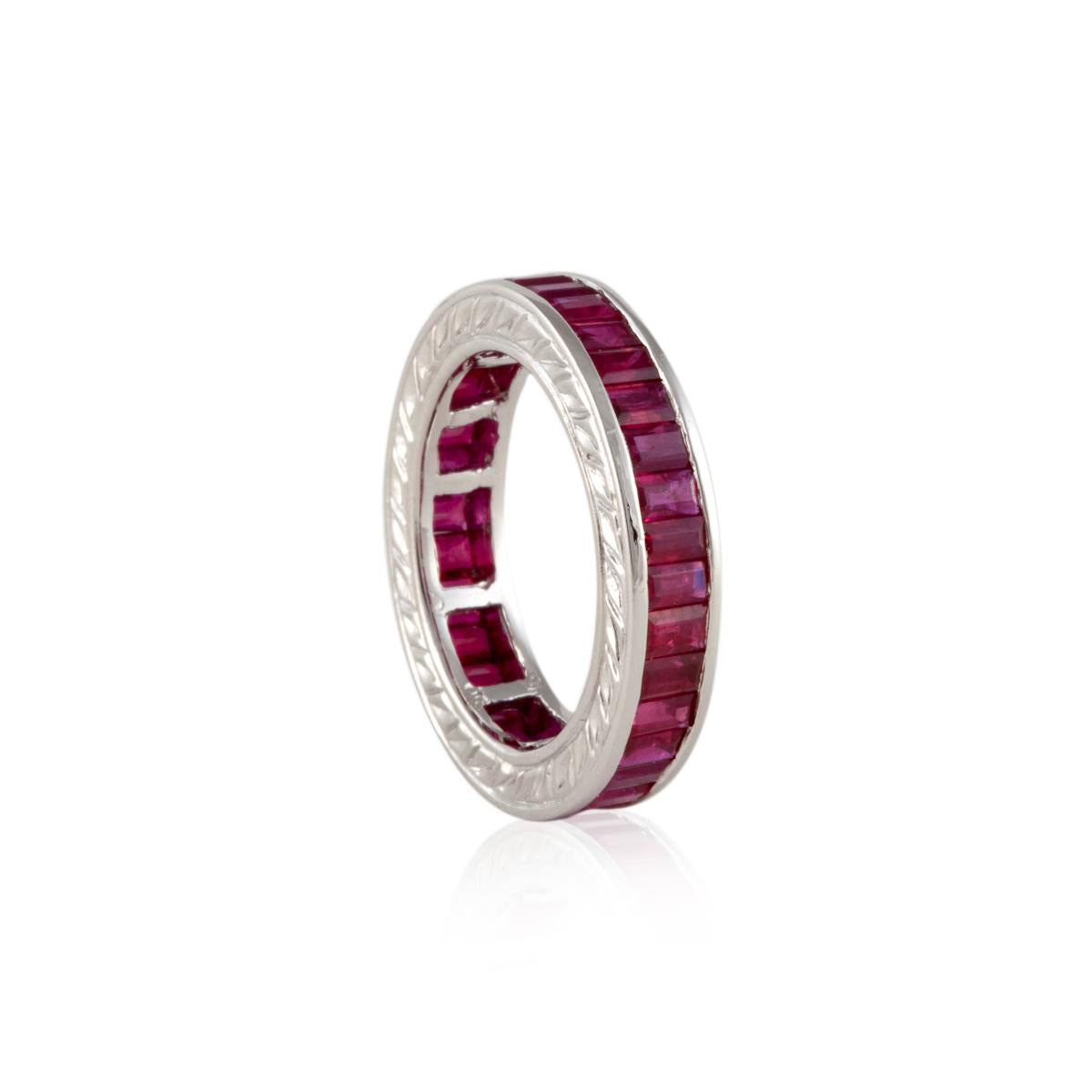 Ruby Channel-Set Eternity Ring Band in 14k White Gold