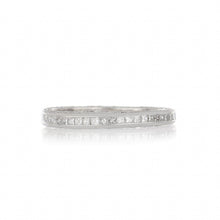 Load image into Gallery viewer, Platinum Channel-Set Princess-Cut Diamond Eternity Band with Round Diamond Sides
