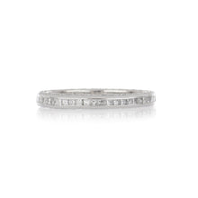 Load image into Gallery viewer, Platinum Channel-Set Princess-Cut Diamond Eternity Band with Round Diamond Sides
