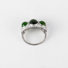 Load image into Gallery viewer, Art Deco Platinum Diamond and Chrome Diopside Ring
