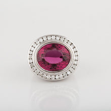 Load image into Gallery viewer, 14K White Gold Rubellite Tourmaline and Diamond Ring
