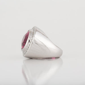 14K White Gold Rubellite Tourmaline and Diamond Ring