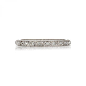 Estate 18K White Gold Bead-Set Rose-Cut Diamond Eternity Band