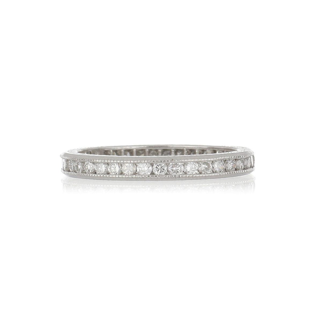 Estate Platinum Millegrain Channel-Set Diamond Eternity Band