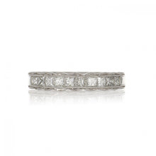 Load image into Gallery viewer, Platinum Millegrain Channel-Set Diamond Half Eternity Band with Scalloped Edge
