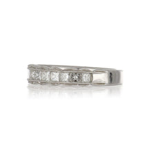 Load image into Gallery viewer, Platinum Millegrain Channel-Set Diamond Half Eternity Band with Scalloped Edge
