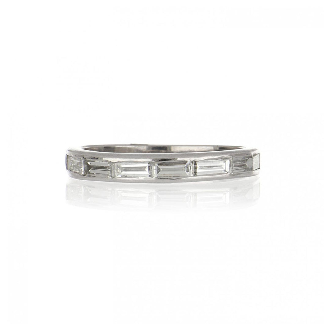 Estate Platinum Channel-Set Baguette Diamond Half Eternity Band