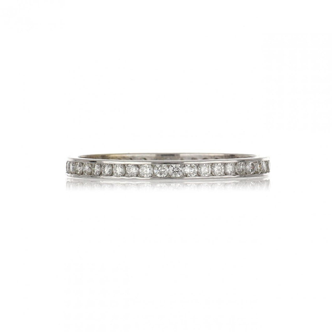 Estate 18K White Gold Channel-Set Diamond Eternity Band