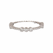 Load image into Gallery viewer, 14K White Gold Bead Band with Diamonds
