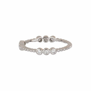 14K White Gold Bead Band with Diamonds