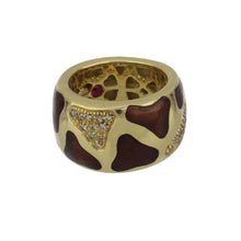 Load image into Gallery viewer, Estate Roberto Coin 18K Gold Giraffe Print Enamel and Diamond Band
