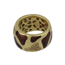 Load image into Gallery viewer, Estate Roberto Coin 18K Gold Giraffe Print Enamel and Diamond Band
