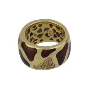 Estate Roberto Coin 18K Gold Giraffe Print Enamel and Diamond Band