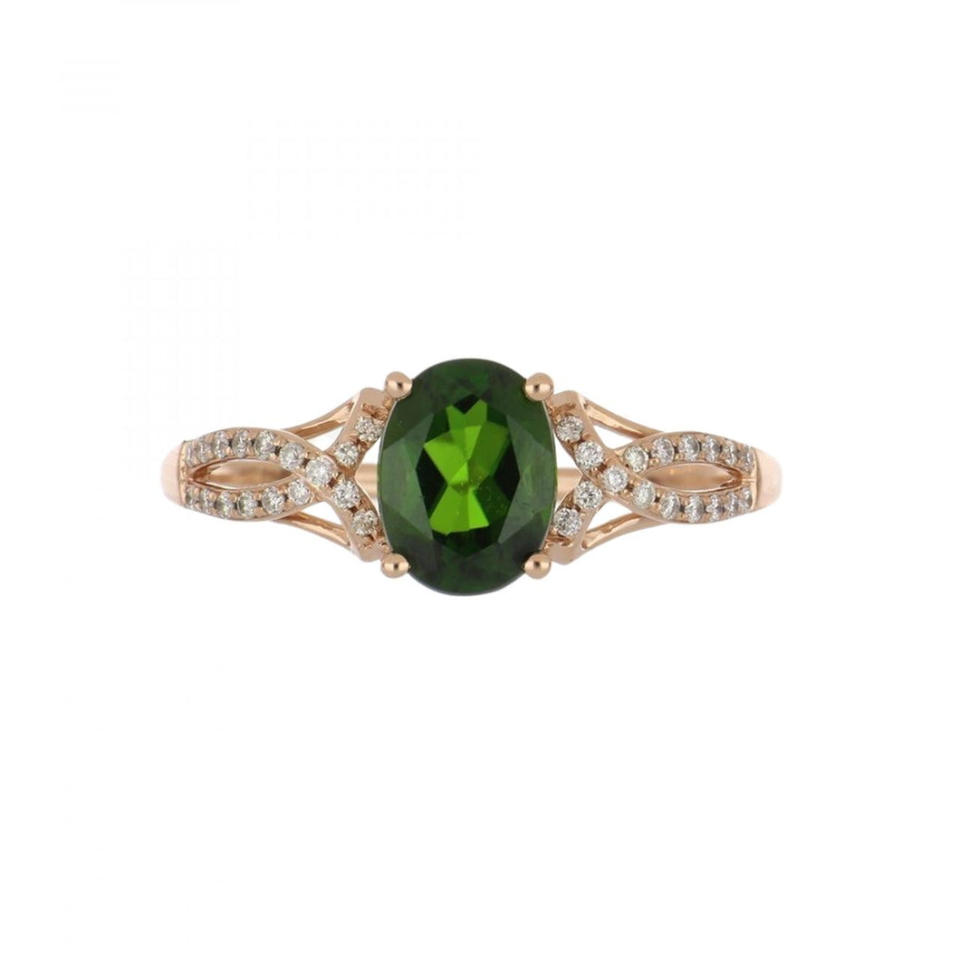 Estate 14K Rose Gold Chrome Diopside Ring