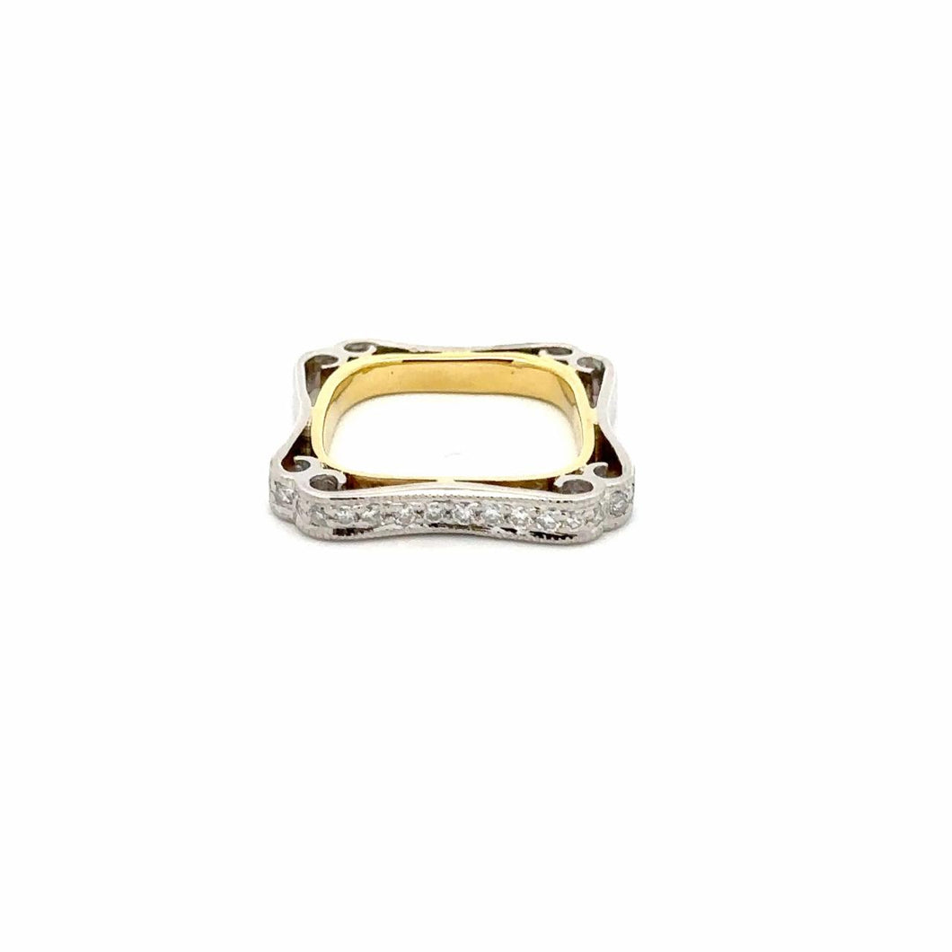 Platinum and 18K Gold Squared Diamond Band