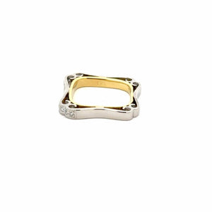 Platinum and 18K Gold Squared Diamond Band