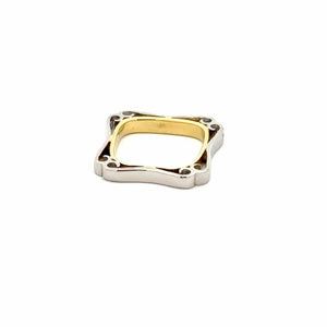 Platinum and 18K Gold Squared Diamond Band