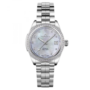 Norqain stainless steel Adventure Sport 37mm watch with Mother-of-Pearl and Diamonds