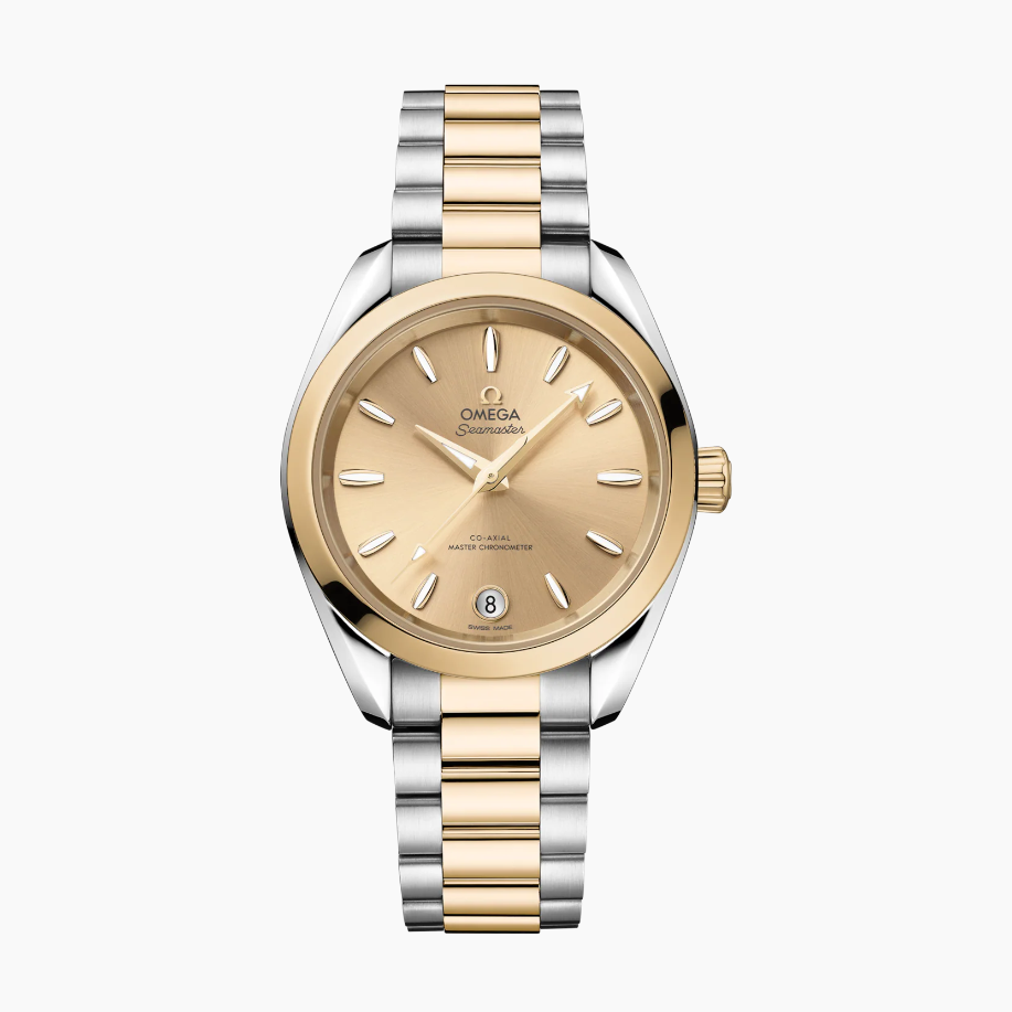 Omega 220.20.34.20.08.001 Seamaster Aqua Terra Shades Women s Watch in Yellow 34mm Steel Gold by Exquisite Timepieces